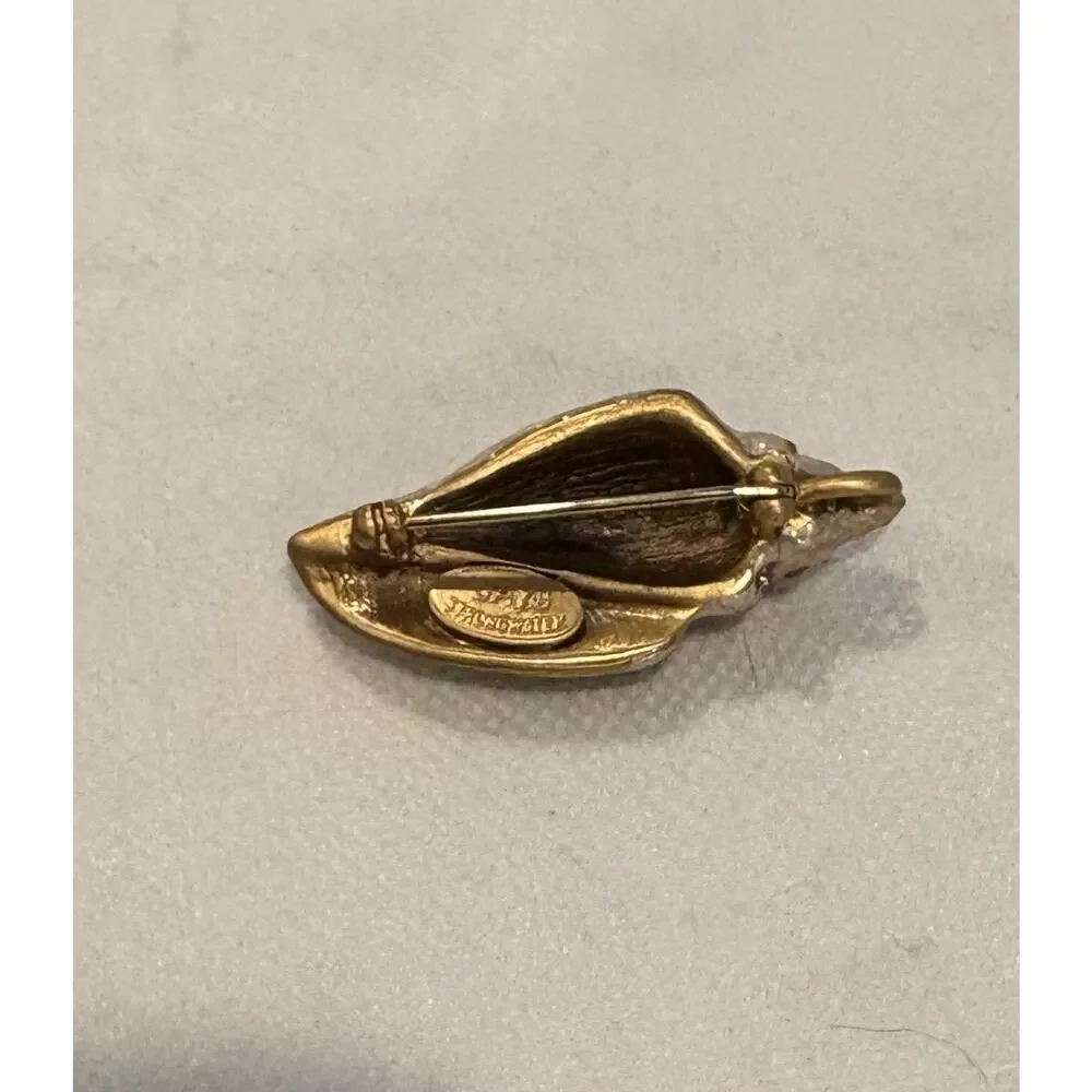 Jay Strongwater Vintage Shell Brooch, Pendant Enameled Swarovski Crystals